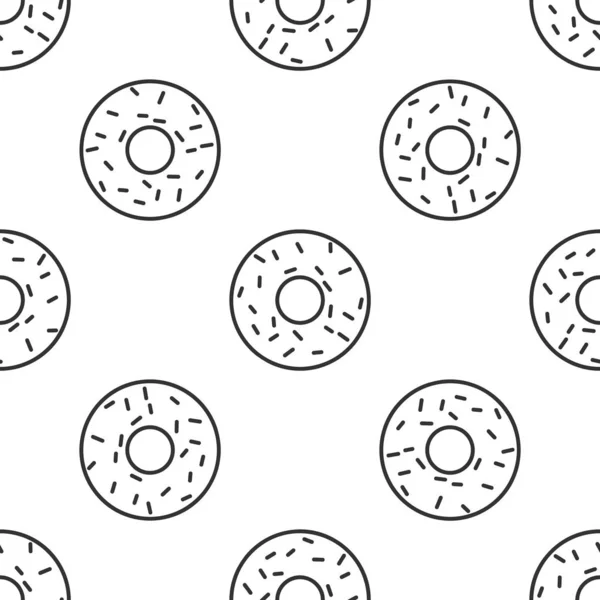 Grey Donut with sweet glaze icon isolated seamless pattern on white background. Vector Illustration — Stock Vector