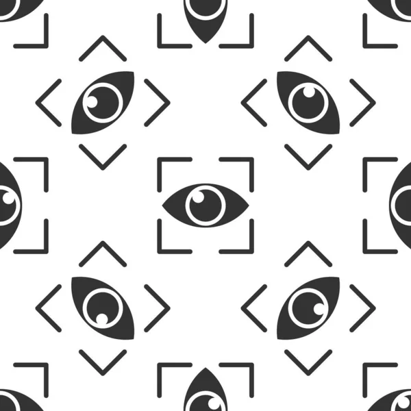 Graue Augen Scansymbol isoliert nahtlose Muster auf weißem Hintergrund. Augen abtasten. Sicherheitsüberprüfungssymbol. Cyber-Augenzeichen. Vektorillustration — Stockvektor