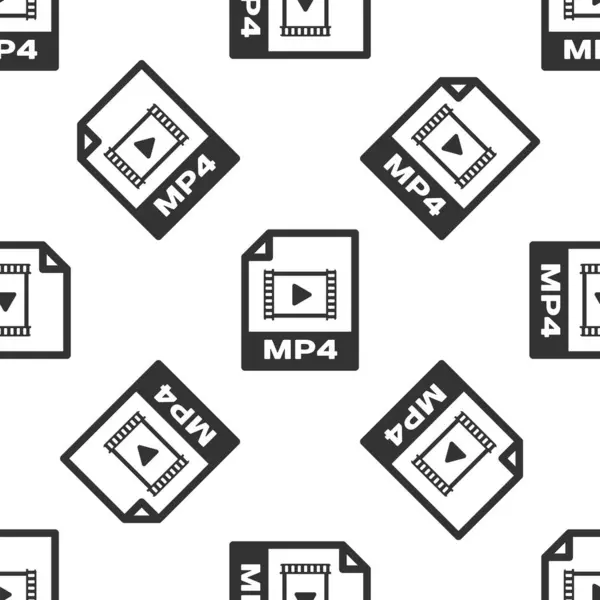 Grå MP4-fildokumentikon. Ladda ner MP4 knapp ikon isolerade sömlösa mönster på vit bakgrund. MP4-fil symbol. Vektor illustration — Stock vektor