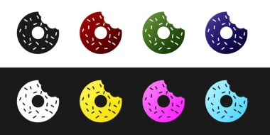 Siyah ve beyaz arkaplanda izole edilmiş tatlı jöleli donut. Vektör İllüstrasyonu