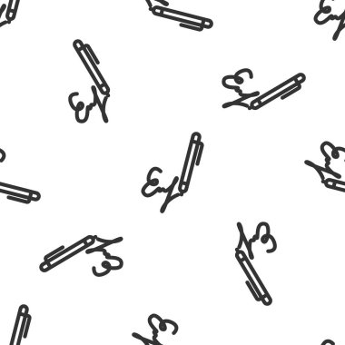 Gri İmza çizgi simgesi beyaz arka planda kesintisiz desen yalıtılmış. Kalem ve amblem, underwrite, sembol onaylamak. Vektör İllüstrasyonu