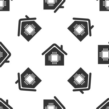 Gri Smart ev simgesi beyaz arka plan üzerinde sorunsuz desen izole. Uzaktan kumanda. Vektör İllüstrasyonu