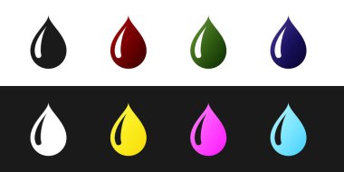 Su bırakma simgesini siyah beyaz arkaplanda izole et. Vektör İllüstrasyonu