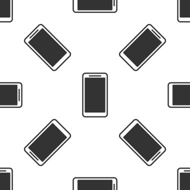 Gri Smartphone, cep telefonu simgesi beyaz zemin üzerine Dikişsiz desen izole. Vektör çizim