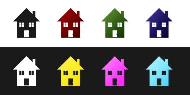 House simgesini siyah beyaz arkaplanda ayır. Ev sembolü. Vektör İllüstrasyonu