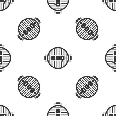 Gri Barbekü ızgara simgesi beyaz arka plan üzerinde dikişsiz desen izole. Barbekü ızgara üst görünümü. Çelik ızgara. Vektör İllüstrasyonu