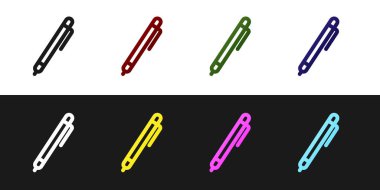 Siyah beyaz arka planda yalıtılmış Kalem çizgisi simgesini ayarlayın. Vektör İllüstrasyonu