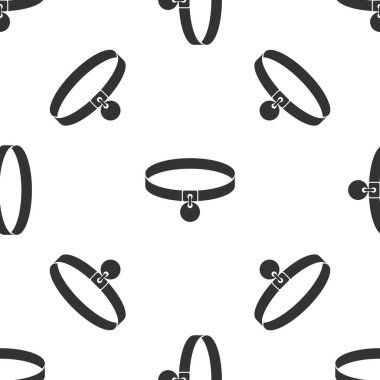 Gri Yaka isim etiketi simgesi beyaz arka plan üzerinde izole dikişsiz desen. Evcil hayvanlar için basit malzemeler. Kedi ve köpek bakımı. Evcil hayvan zincirleri. Vektör İllüstrasyonu