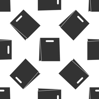 Gri kağıt poşet ikonu beyaz arka planda izole edilmiş pürüzsüz desen. Paket işareti. Vektör İllüstrasyonu