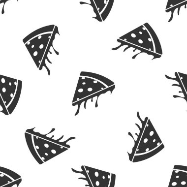 Gri Dilim pizza simgesi beyaz arka plan üzerinde sorunsuz desen izole. Vektör İllüstrasyonu