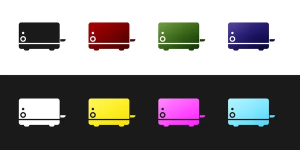 Definir Toaster ícone isolado no fundo preto e branco. Ilustração vetorial — Vetor de Stock