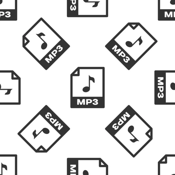 Icono de documento de archivo MP3 gris. Descargar icono del botón mp3 patrón inconsútil aislado sobre fondo blanco. Signo de formato de música Mp3. Símbolo de archivo MP3. Ilustración vectorial — Vector de stock