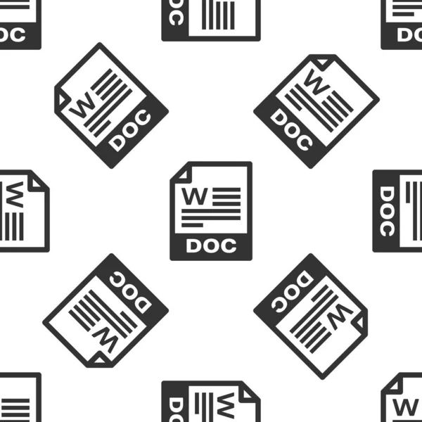 Fichier DOC gris icône de document. Télécharger doc icône bouton isolé motif sans couture sur fond blanc. symbole d'extension de fichier DOC. Illustration vectorielle — Image vectorielle