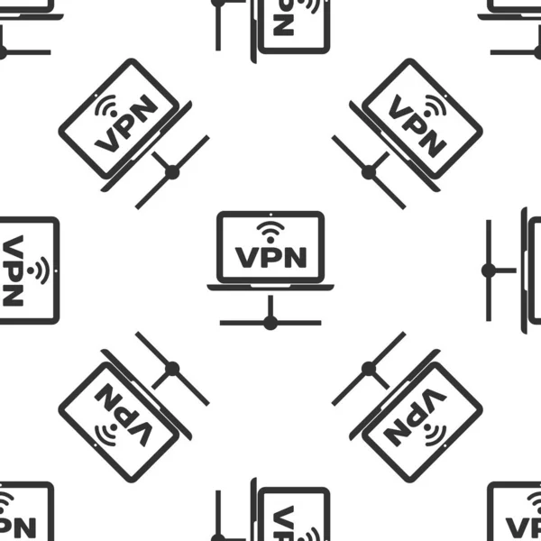 Серый VPN Компьютерная сеть иконка изолированный бесшовный шаблон на белом фоне. Портативная сеть. Интернет. Векторная миграция — стоковый вектор