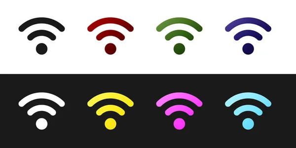 Establecer Wi-Fi inalámbrica icono de símbolo de red de Internet aislado en fondo blanco y negro. Ilustración vectorial — Vector de stock