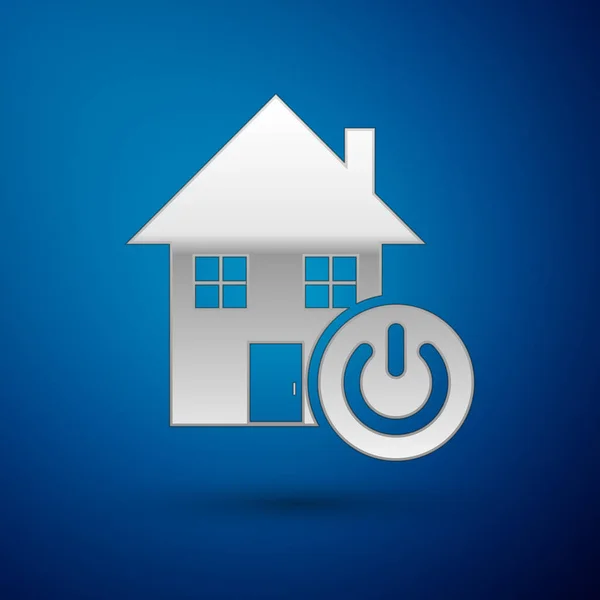 Icona Silver Smart home isolata su sfondo blu. Telecomando. Illustrazione vettoriale — Vettoriale Stock