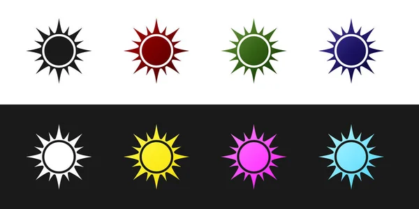 Set Sun icon isolated on black and white background. Vector Illustration — Stock Vector