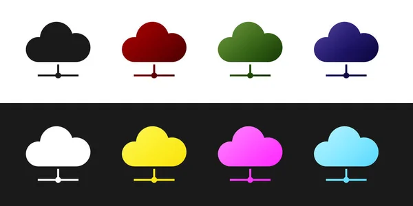 Установка значка подключения сетевого облака на черно-белом фоне. Социальные технологии. Концепция облачных вычислений. Векторная миграция — стоковый вектор
