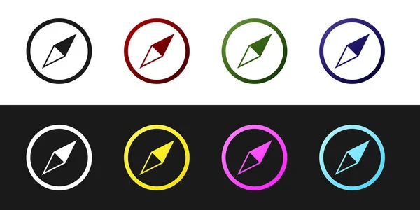 Set Windrose Symbol isoliert auf schwarzem und weißem Hintergrund. Kompass-Symbol für Reisen. Navigationsdesign. Vektorillustration — Stockvektor
