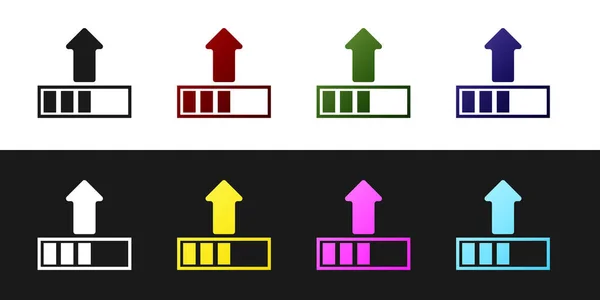 Set Icono de carga aislado sobre fondo blanco y negro. Cargar en curso. Icono de barra de progreso. Ilustración vectorial — Archivo Imágenes Vectoriales