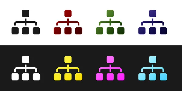 Establecer jerarquía de negocio organograma gráfico icono de infografías aisladas sobre fondo blanco y negro. Estructura organizativa corporativa elementos gráficos. Ilustración vectorial — Vector de stock