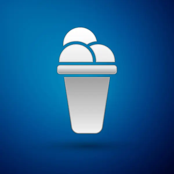 Icono de helado de plata aislado sobre fondo azul. Dulce símbolo. Ilustración vectorial — Vector de stock