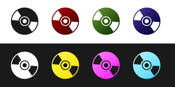 Conjunto de CD o DVD icono de disco aislado en fondo blanco y negro. Signo de disco compacto. Ilustración vectorial — Archivo Imágenes Vectoriales