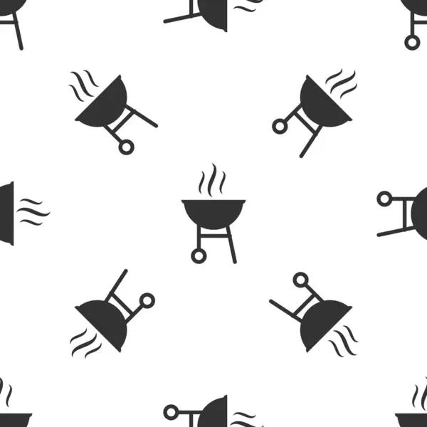 Szara ikona grilla Grill na białym tle bez szwu. Grill party grillem. Ilustracja wektorowa — Wektor stockowy