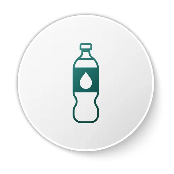 Zielona butelka wody ikona na białym tle. Soda Aqua napój znak. Przycisk biały okrąg. Ilustracja wektorowa — Wektor stockowy