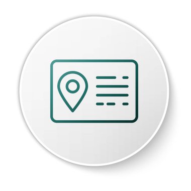 Beyaz arka planda yalıtılmış Yeşil Adres kitap satırı simgesi. Telefon rehberi. Beyaz daire düğmesi. Vektör İllüstrasyonu