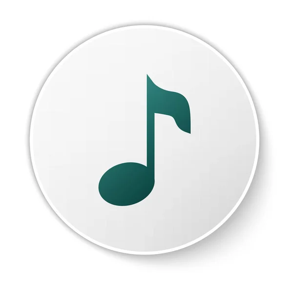 Zöld zene jegyzék, hang ikon elszigetelt-ra fehér háttér. Zöld kör gomb. Vektoros illusztráció — Stock Vector