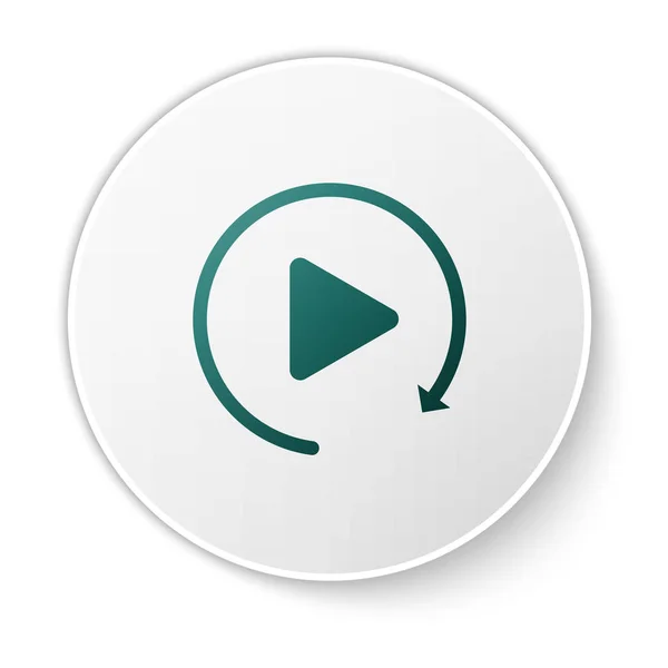 Кнопка відтворення зеленого відео, як проста піктограма відтворення, ізольована на білому тлі. Кнопка зеленого кола. Векторна ілюстрація — стоковий вектор