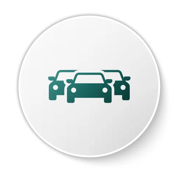 Icono de Green Cars aislado sobre fondo blanco. Botón círculo verde. Ilustración vectorial — Vector de stock