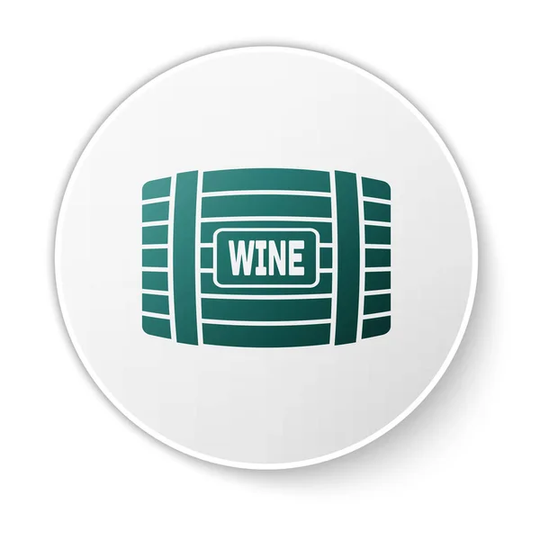 Baril en bois vert pour icône du vin isolé sur fond blanc. Bouton rond vert. Illustration vectorielle — Image vectorielle