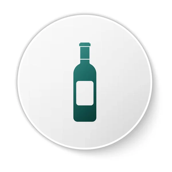 Bouteille verte de vin icône isolée sur fond blanc. Bouton rond vert. Illustration vectorielle — Image vectorielle