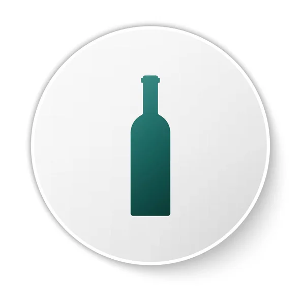 Grön flaska vin ikon isolerad på vit bakgrund. Grön cirkel knapp. Vektor illustration — Stock vektor
