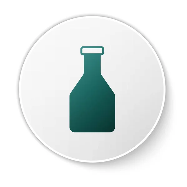 Піктограма пляшки з зеленим кетчупом ізольована на білому тлі. Кнопка білого кола. Векторна ілюстрація — стоковий вектор