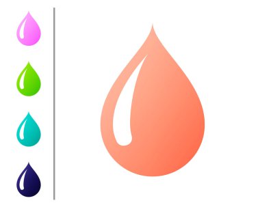 Mercan su damla simgesi beyaz arka planda izole. Renk düğmelerinde simgeyi ayarlayın. Vektör Illustration