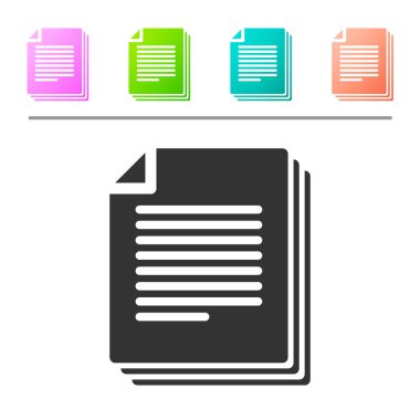 Beyaz arka planda izole gri belge simgesi. Dosya simgesi. Kontrol listesi simgesi. İş konsepti. Renk düğmelerinde simgeyi ayarlayın. Vektör Illustration