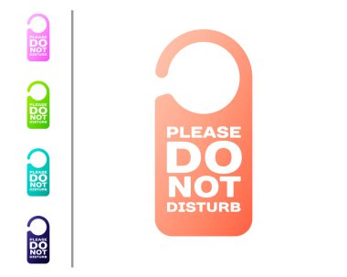 Mercan lütfen beyaz arka planda izole simgesi rahatsız etmeyin. Otel kapı askı etiketleri. Renk simgeleri ayarlayın. Vektör Illustration