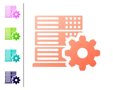 Mercan sunucu ayarı simgesi beyaz arka planda yalıtılmış. Renk düğmelerinde simgeyi ayarlayın. Vektör Illustration