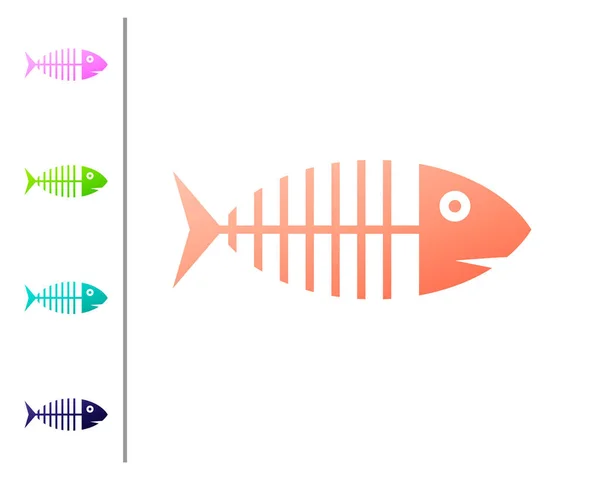 Korallenfischskelett-Symbol isoliert auf weißem Hintergrund. Fischgrätenzeichen. Farbsymbole setzen. Vektorillustration — Stockvektor