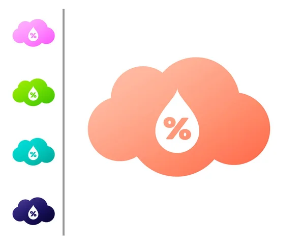 Icono de humedad del coral aislado sobre fondo blanco. Clima y meteorología, nube, símbolo del termómetro. Establecer iconos de color. Ilustración vectorial — Vector de stock