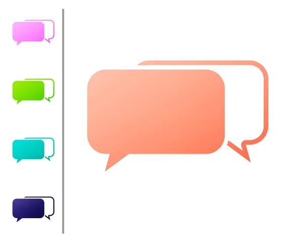 Korallen Chat-Symbol isoliert auf weißem Hintergrund. Sprechblasen als Symbol. setzen Sie das Symbol in Farbknöpfen. Vektorillustration — Stockvektor