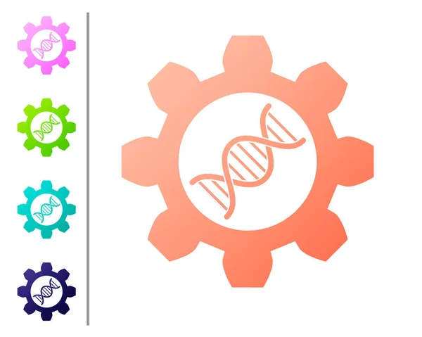 Coral Genetic engineering icon isolated on white background. DNA analysis, genetics testing, cloning, paternity testing. Set color icons. Vector Illustration — Stock Vector