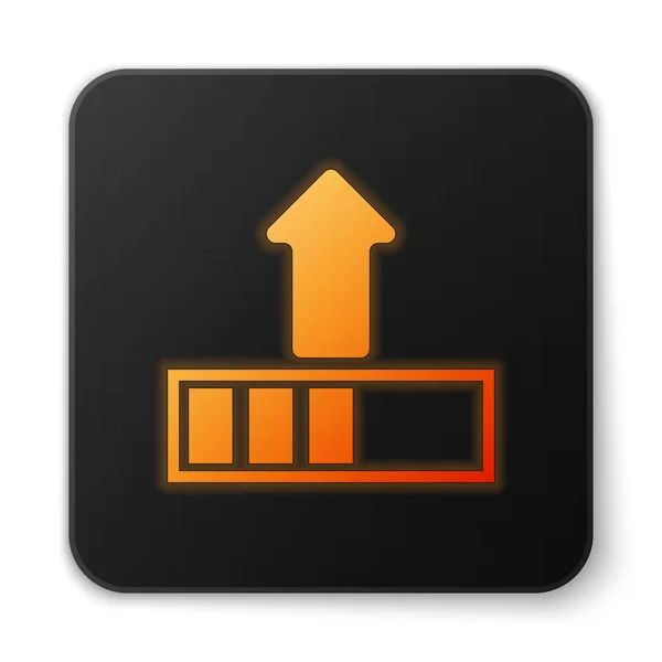 Orange glödande laddar ikon isolerad på vit bakgrund. Uppladdning pågår. Ikon för förlopps fältet. Svarta fyr Kants knappen. Vektor illustration — Stock vektor