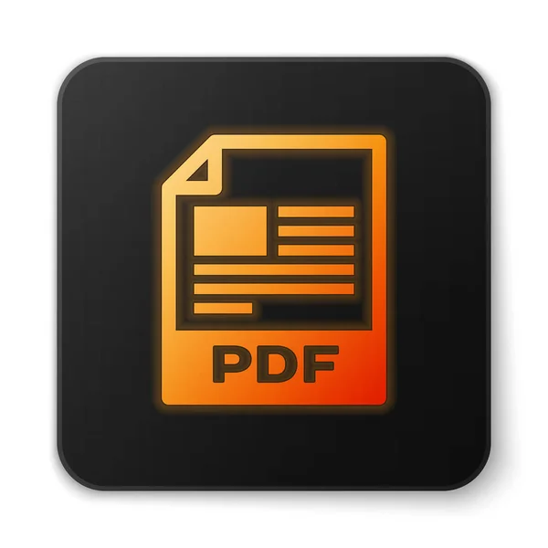 Icône de document de fichier PDF brillant orange. Télécharger icône bouton pdf isolé sur fond blanc. Le symbole du fichier PDF. Bouton carré noir. Illustration vectorielle — Image vectorielle