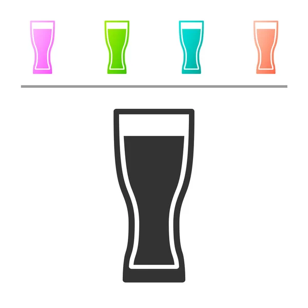 Icono de vaso gris de cerveza aislado sobre fondo blanco. Establecer icono en los botones de color. Ilustración vectorial — Vector de stock