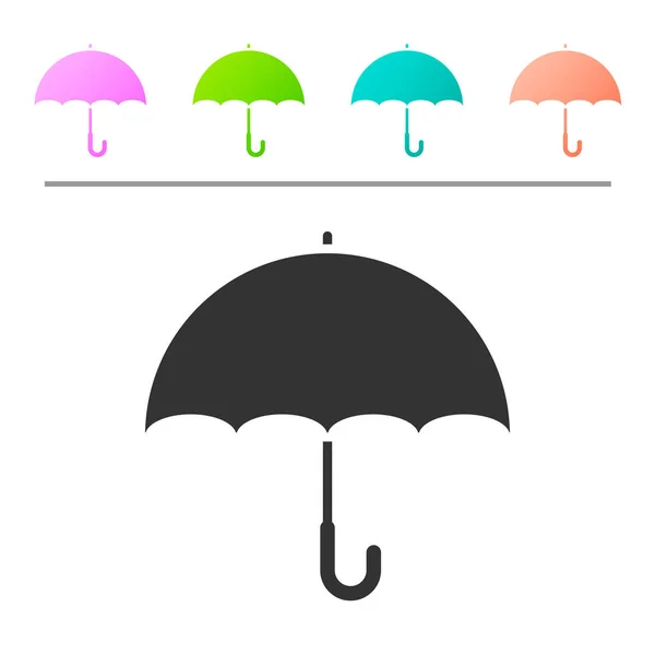 Grey Umbrella icon isolated on white background. Set icon in color buttons. Vector Illustration — Stock Vector