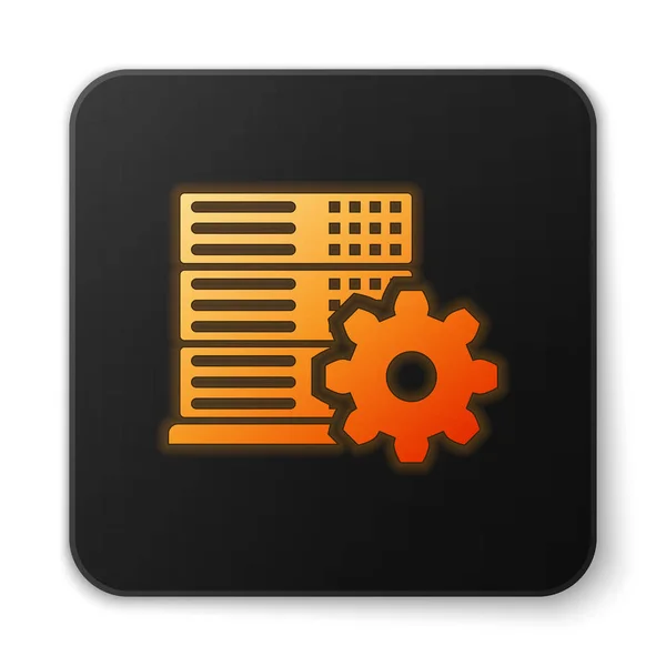 Orange glödande ikon för server inställning isolerad på vit bakgrund. Svarta fyr Kants knappen. Vektor illustration — Stock vektor